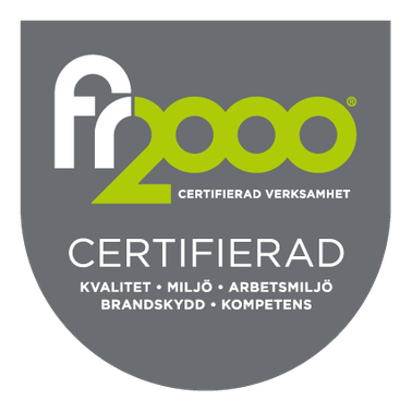FR2000 Certifierad verksamhet — Kvalitet, Miljö, Arbetsmiljö, Brandskydd, Kompetens